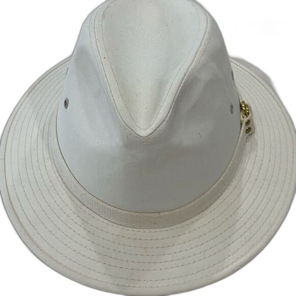 Young An Fedora Hat Men’s Size L 7 1/4 - 7 3/8 Color Cream Canvas - Picture 2 of 11